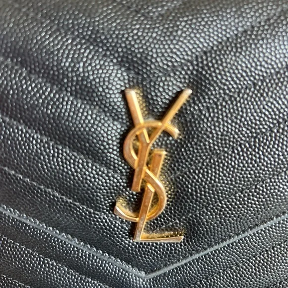 SAINT LAURENT MATELASSE CHAIN WALLET with gold chain
